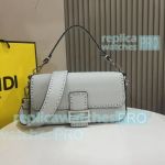 Replica Fend--i Baguette Grey-Blue Crossbody Bag Medium Size